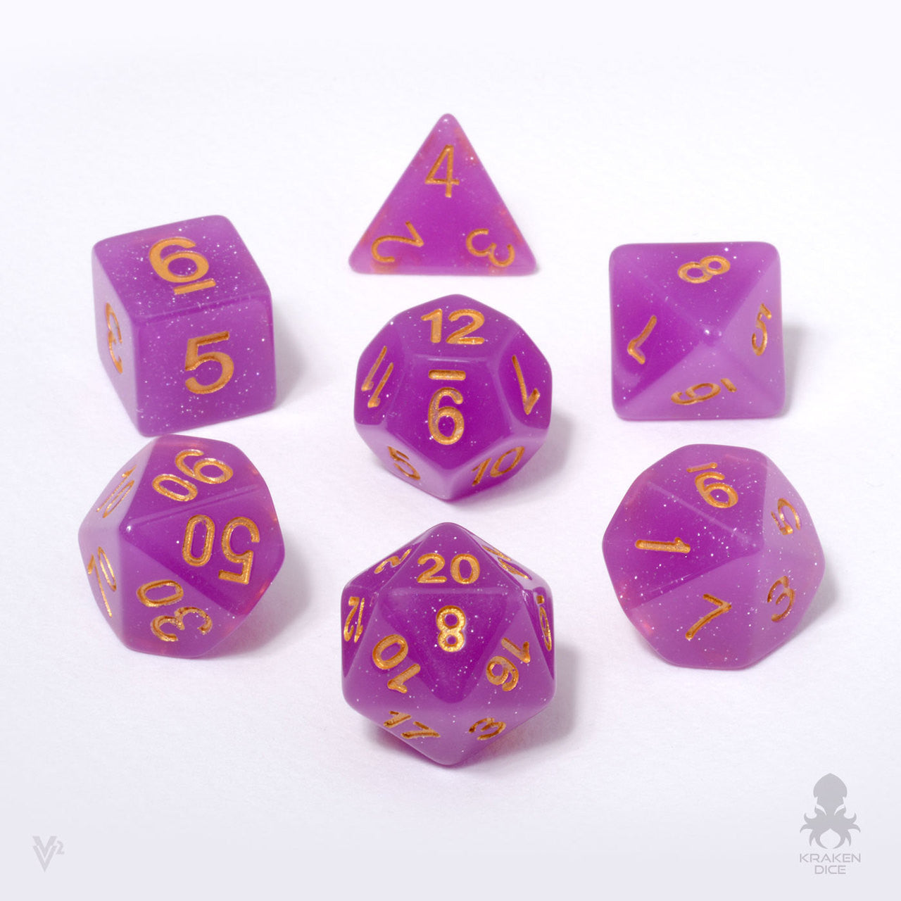 Grape Slush Glitter 7pc Dice Set